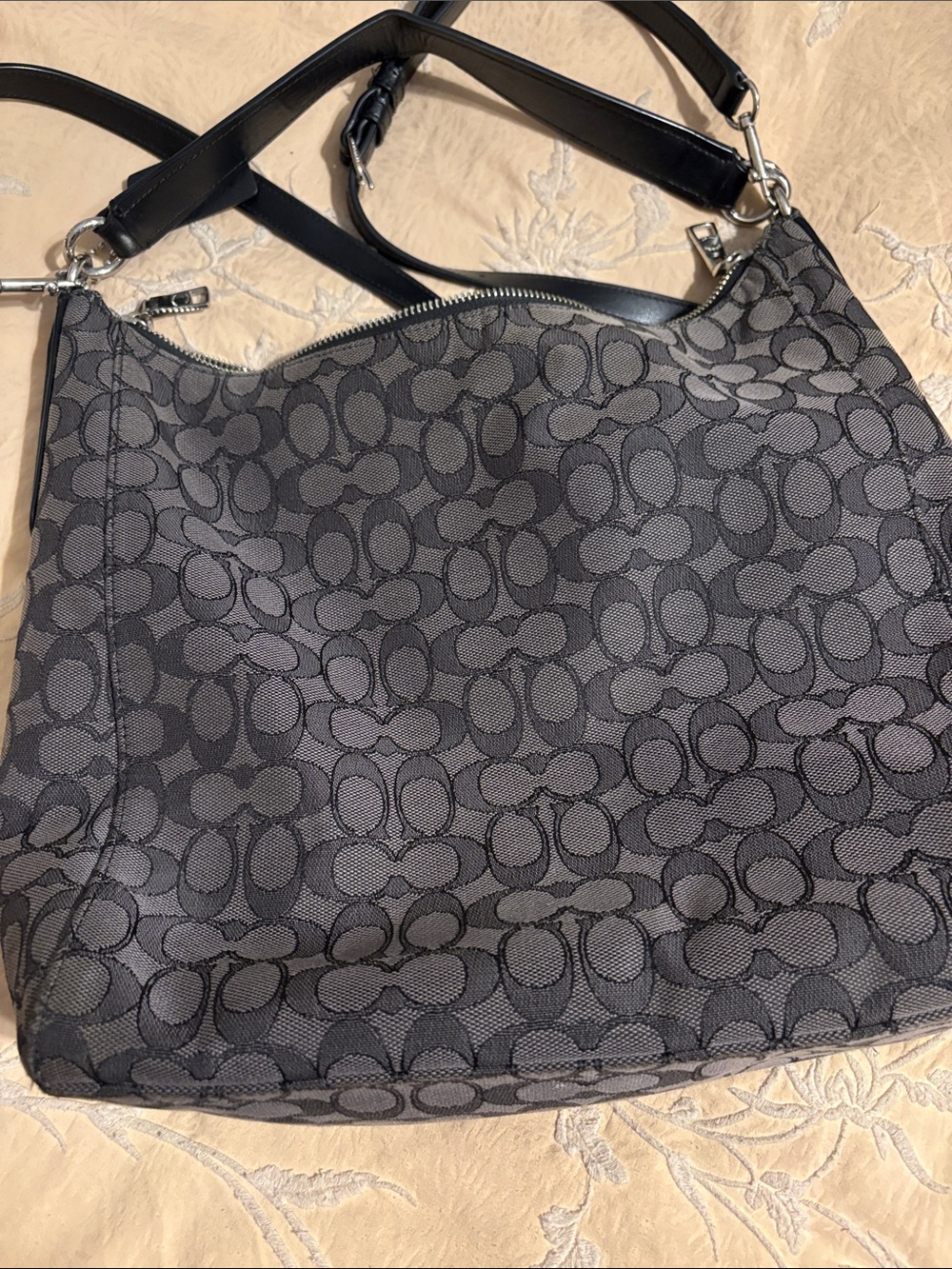 Coach Black Signature Canvas Shoulder Hobo - Picture 10 of 12